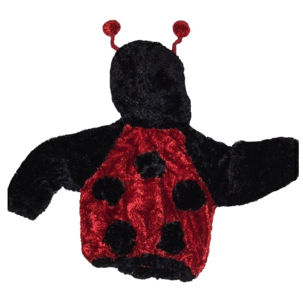 Ladybug Black/Red Plush Hooded Jacket 2-4T